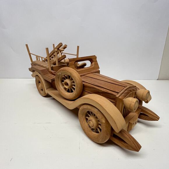Vintage Homemade Wood Toy Fire Truck - Picture 2 of 9